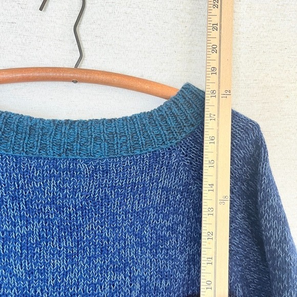 Jaggery London Corto Jumper Organic Cotton & Wool Blend Blue Handmade Knit‎ Sz M - Picture 7 of 7